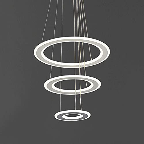Plafonnier chic 3 anneaux suspension LED lustre suspendu avec télécommande