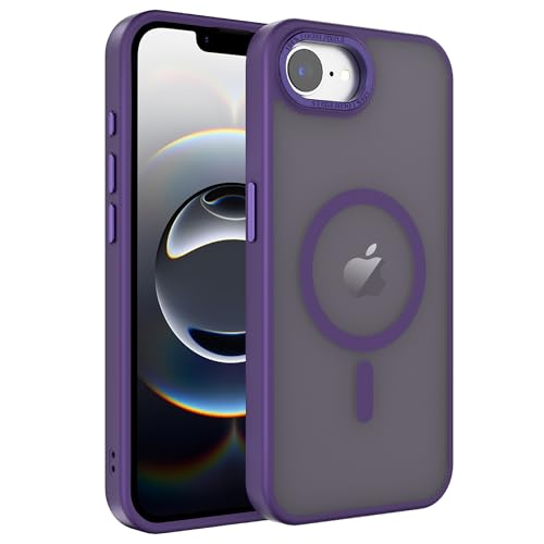 Image of Magnetic iPhone 16E /17e case,Compatible with Magsafe, Military-Grade Protection,Slim Translucent Matte Shockproof with Anti-Scratch Anti-Fingerprint Phone Cover (deep Purple, iPhone 16E /17e)