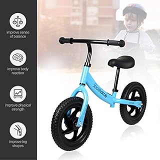 Stream 12" Balance Bike Carbon Steel Frame No Pedal Walking Balance Bike Training Bicycle for Kids and Toddlers 2- to 6 Years Old (blue)