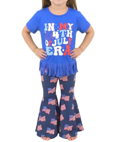 Image of Unique Baby 2 Piece Girls Bell Bottom Leggings Outfit with Short Sleeved Shirt Kid and Toddler Clothes Set