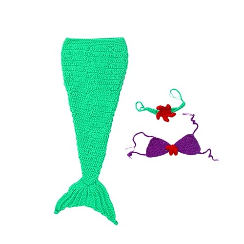 Homoyoyo Disfraz Bebé Sirena De Punto Hecho a Mano Accesorios Fotografía ReciéN Nacido Ropa Tejidos para Bebé 23.62X9.05X0.39In Suave Y CóModo para Sesiones De Fotos Y Uso Diario