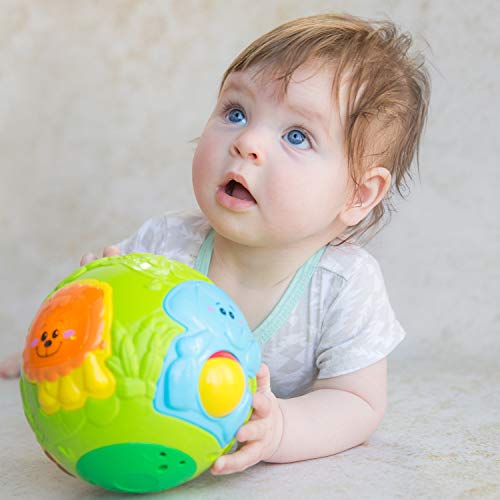 Jungle Animal Roll & Learn Fun Baby Activity Ball. Activity Center With Light, Sounds And Music. Crawling Toys For 6 Month Old And Up Boys. Electronic Playtime Light Up Monkey Ball Toy For Toddlers #TOP6
