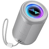 LENRUE Small Portable Bluetooth Speaker with Lights, TWS Stereo Surround Sound, Type C Powered, Bluetooth 5.3, AUX TF Card Input, Wireless for Outdoor Home, Coolest Gifts