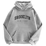 LEGASUS Brooklyn Printed Hoodies for Women || Women's Hoodies || Sweatshirt for Women || Winter Sweater Hoodie for Woman & Girls ||Letest Woman Hoodie (in, Alpha, XL, Grey)