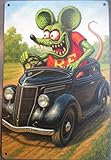 plaque rat fink et hot rod de 1938 style vieille affiche 30x20cm tole