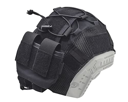 Tactical Fast Multicam Helmet Cover and Tactical Helmet Battery Pouch Counterweight Pouch Fit Size M/L Fast PJ BJ MH Helmet (Black)