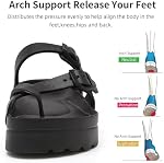 Women's Platform Sandals with Arch Support, Eva Lightweight Chunky Slide Sandals for Women, Fashion Comfort Summer Beach flip flops with Adjustable Buckle