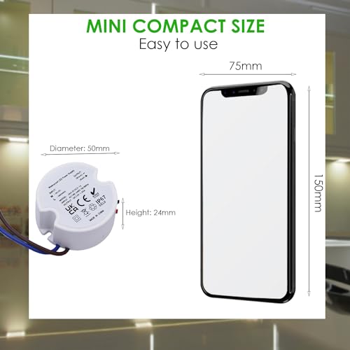 Noobibaba LED Trafo 12V Mini Netzteil Wasserdicht IP67, Trafo 230V auf 12V Transformator, DC 12V Unterputz Netzteil Rund 1,25A 15W für LED-Lichterketten 1er-Pack