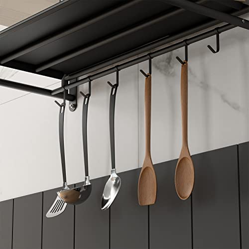 Lanliebao 32 Inch Stainless Steel Wall Shelf Metal Shelving Heavy Duty Commercial Or Household Grade Wall Mount Microwave Oven Shelf With Fixing Kit(Width 32 In Black) #TOP5