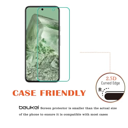 beukei (4 Pack) Compatible for Google Pixel 8 Screen Protector Tempered Glass,Touch Sensitive,Case Friendly, 9H Hardness