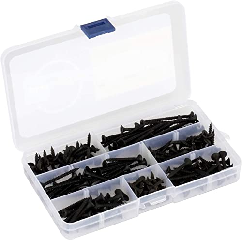 Fastener Tree #6 Drywall Screws Assortment Kit, Fine Thread Bugle Head Black Screws Self Tapping Screws For Wood, Soft Metal, Drywall 180Pcs #TOP4