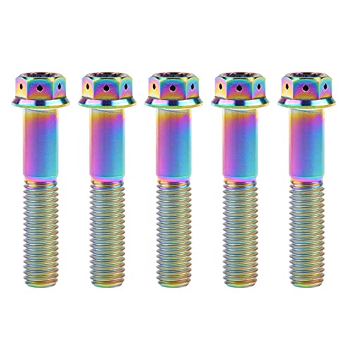 Ruifuチタン合金フランジヘッド六角穴付ボルトM10 20 25 30 35 40 45 50 55 60 65 70 75 80 85 90mm 二輪車用改造ネジ5個 (M10x50mm Pitch 1.25, カラー)