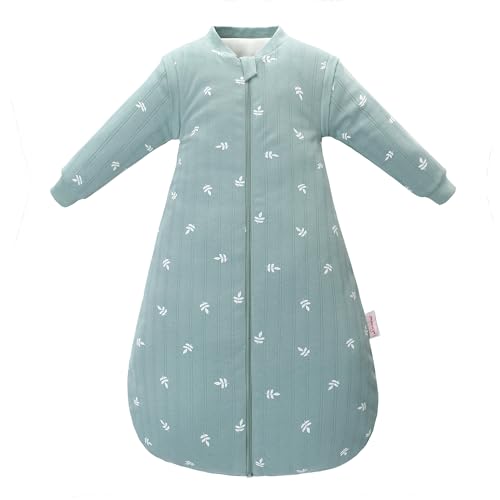 Image of Baby Sleep Sack, TOG 2.5 Winter Wearable Blanket, Removable Long Sleeves Baby Sleeping Bag for Infants and Toddlers, Super Soft Warm Comfortable Sleeping Sack, Green Leaf, 0-6M