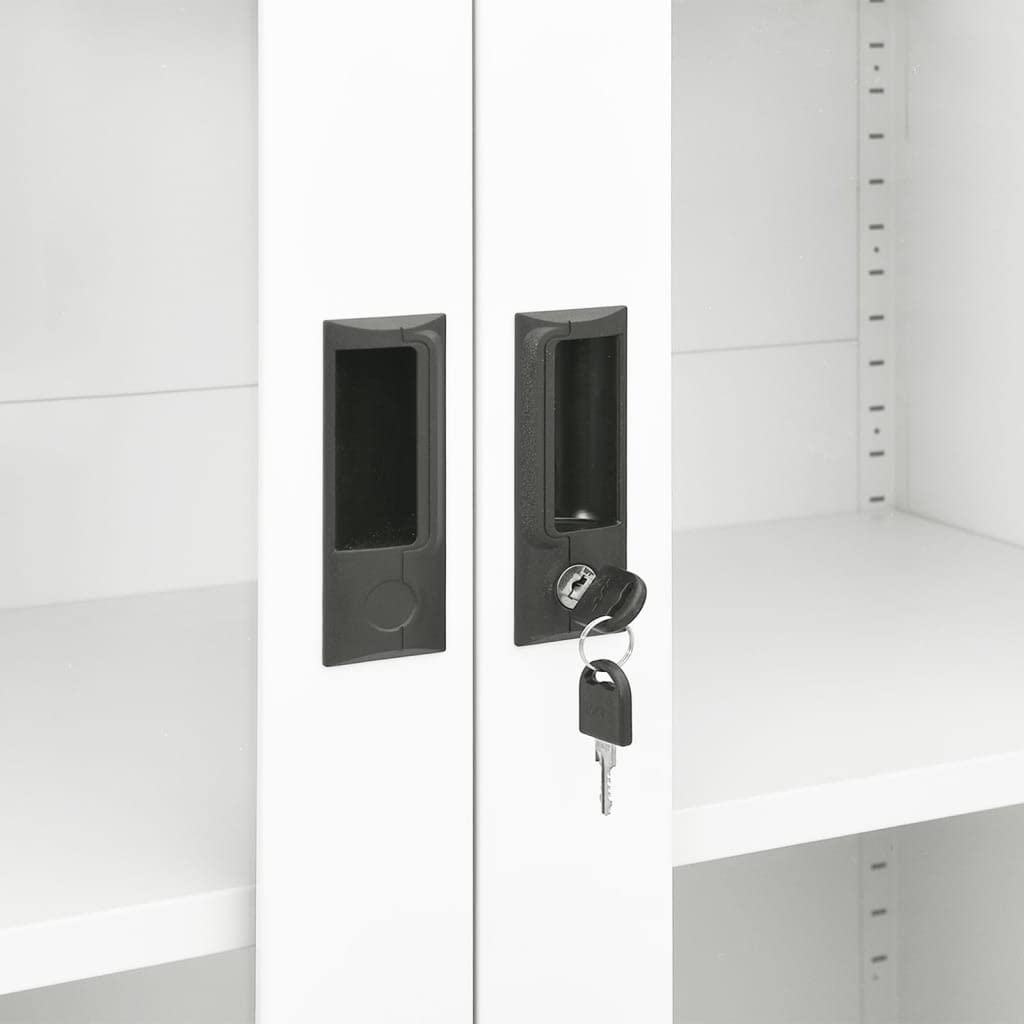 Armadio da ufficio, armadietto da ufficio, con serratura, armadietto in metallo, adatto per ufficio, archivio, scuola, gestione, bianco, 90 x 40 x 180 cm