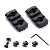 TuFok Picatinny Rail Section - Thin 0.27in Height Rail Adapter Mount - Aluminum 3-Slot Black X2