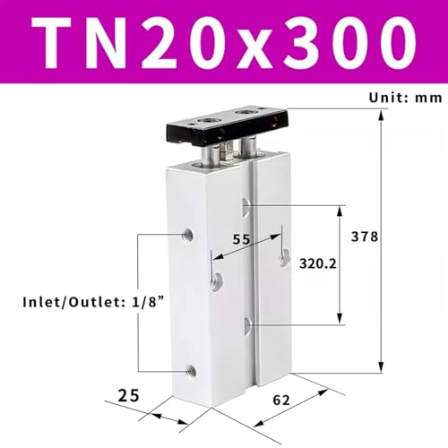 Vérin pneumatique alésage 20mm série TN20 à double tige robuste - 3