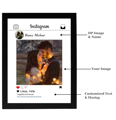 Image of Customized Photo Frame with Photo Upload - Personalized Instagram Image Frames for Valentine's Day, Anniversary, Birthday Gifts (8x12) Instagram White