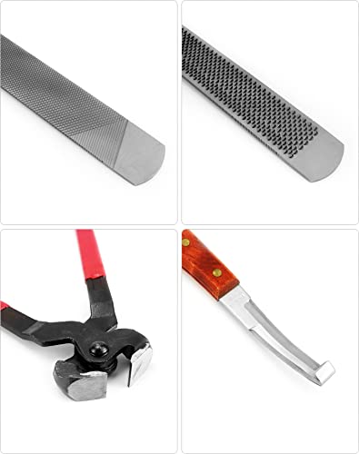 Foto von QWORK® 3-tlg Pferd Hufschmied Professionelle Huftrimm Werkzeug Kit, Hufmesser Hufschneidezange Hufraspelt
