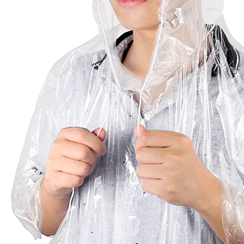 Okydoky Regenponcho mit Kapuze(Transparent,10 Stück) Kordelzug Kapuze und Dickeres Material, Wasserdicht Einweg Regenjacken für Festivals, Konzert, Wandern, Radfahren, Camping, Outdoor(Poncho,10).DE