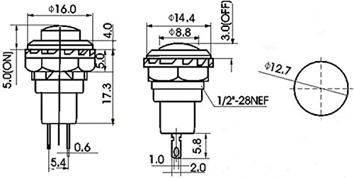 Interrupteur à bouton-poussoir 12mm robuste mécanisme fixe pour panneaux et boîtiers de commande