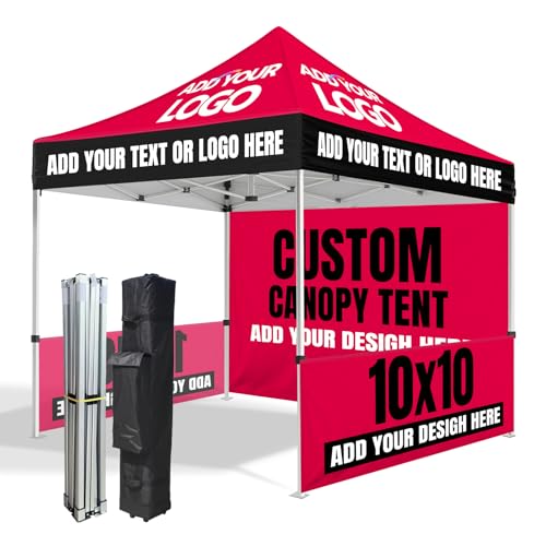 Custom Canopy Tent 10x10 with Logo, Personalized Pop Up Canopy Tent Outdoor Event Tents for Business, Nano-Grade Water Repellent Heavy Duty (Customized Configuration)