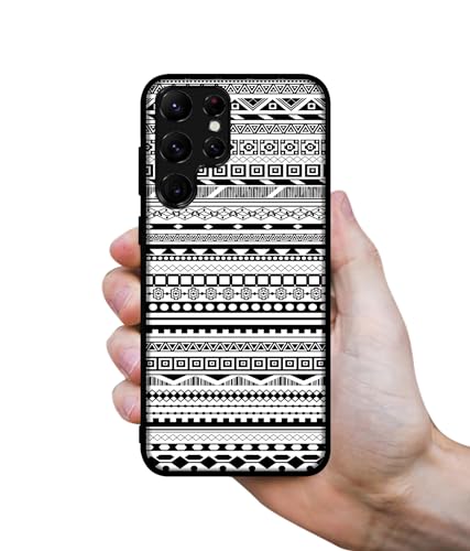 Image of Black & White Patterns Design Premium 2D Printed Metal Back Case Cover for Samsung Galaxy S22 Ultra 5G