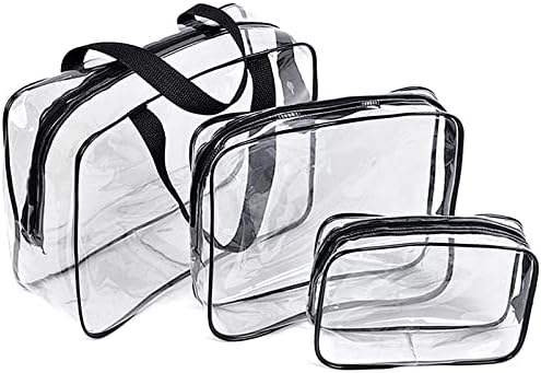 3 Pcs Clear Toiletries Bag Waterproof Toiletry Bag PVC Travel Bag Luggage Pouch Makeup Cosmetic Clear Bag for Business Trips, Storing Bathing, Makeup, Toiletries