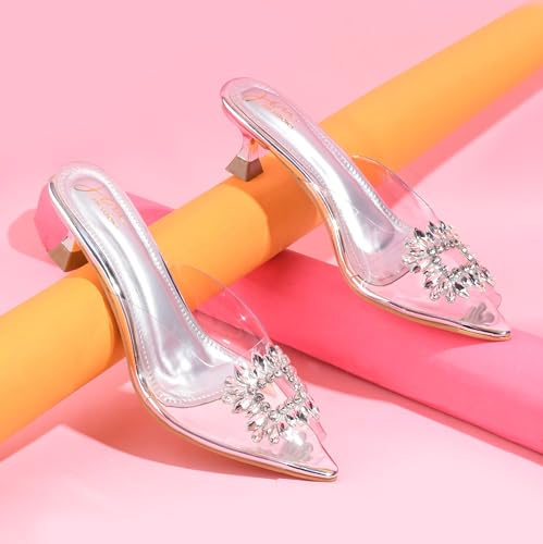 Image of JM LOOKS Comfortable and Stylish Kitten Heels Transparent Upper Sandals For women and Girls