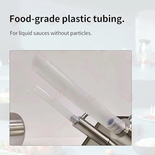 Sauce Dispenser, Stainless Steel Sauce Dispensing Pump with Rotary Pressure Head, Suitable for Syrups, Honey, Jams, Spices