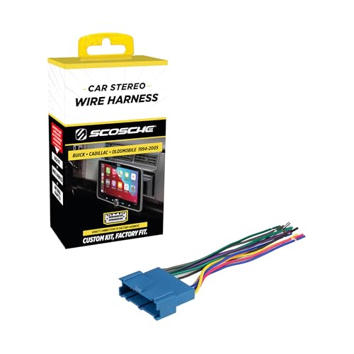 Scosche GM03B Car Radio Wiring Harness Compatible with Select 1994-05 Non-Amplified Buick, Cadillac and Oldsmobile Vehicles - Aftermarket Stereo Wire Harness Adapter - See Guide Image for Vehicle Fit