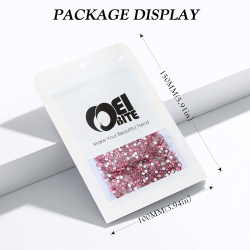 Image of Rose Flatback Rhinestones, Glass Rhinestones for Nail Art and Craft, Glue Fix, Loose Crystal Gemstones(Rose, SS10, 2880pcs, 2.7-2.8mm)