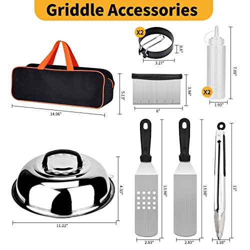 Onlyflame 10PCS Professional BBQ Griddle Tool Kit for Flat Top Grill Blackstone and Camp Chef - Stainless Steel Spatulas Accessories with Griddle Cleaning Kit & Carry Bag by Onlyflame - Used condition - Image 2