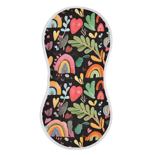 xigua Colorful Rainbows Baby Burp Cloths for Newborn Boys and Girls 4 Pack, Soft & Absorbent Cotton Baby Burp Cloth, Baby Washcloths, Newborn Towel, Burp Rags