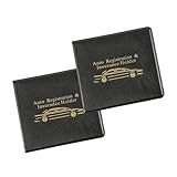 yorpyep 2 PCS Car Card Case, Large Capacity PU Protector for Driver's License Registration Insurance Card, Short-style Foldable Document with Closed Velcro, Fashion Storage Accessory (Black & Yellow)