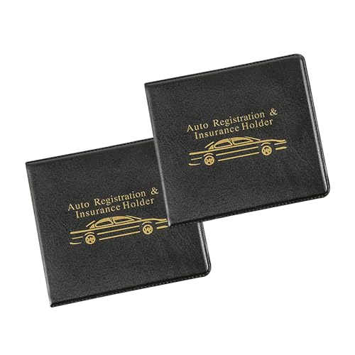 yorpyep 2 PCS Car Card Case, Large Capacity PU Protector for Driver's License Registration Insurance Card, Short-style Foldable Document with Closed Velcro, Fashion Storage Accessory (Black & Yellow)