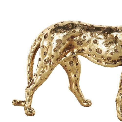 Estatua decorativa de leopardo de resina dorada 10 x 3 x 7 pulg miniatura 5