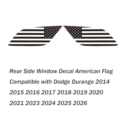 Zxiaochun Rear Side Window American Flag Decal Compatible with Dodge Durango 2014-2018 2019 2020 2021 2022 2023 2024 2025 2026 Accessories, Precut Back Side Window USA Flag Vinyl Sticker(Matte Black) by Zxiaochun - Image 2