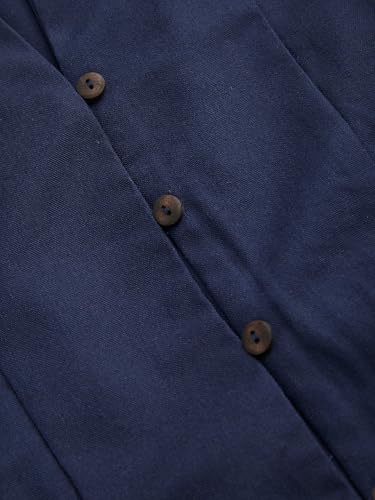 CIDER Shirt Dress Button Down Midi Linen Blend Short Sleeve Collar Neck Shirred Waist Daily Casual Work Dress4