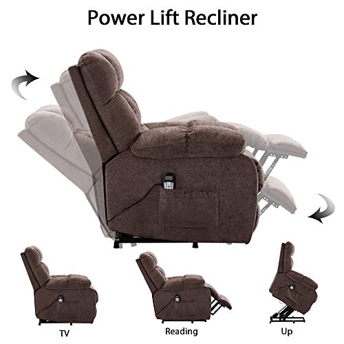 Gaofan Electric Power Lift Recliner Chairs, Massage Chair With Heating Function, Heavy Duty Lift Chairs, Large Recliner Chairs For Living Room,Brown #TOP2