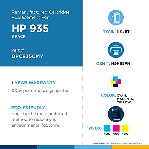Dataproducts Brand Remanufactured Ink Cartridge Replacement For Hp 935 N9H65Fn | Cyan, Magenta, Yellow 3 Pack #TOP2