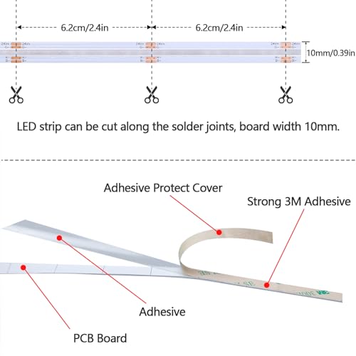 Image of GOMING 24V 32.8ft /10M Spotlight Linear RGB COB LED Strip 576LEDs /M 14W /M | Flexible Uniform Glow IP20 No Waterproof LED Tape Lights for Party Home Decor(RGB Controller and Power Supply not Included)