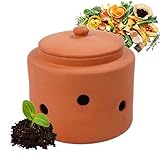 Vermicomposteur Relaxdays à enterrer, 5 L, bac à vers pour déchets de Cuisine, Couvercle, Jardin & Potager, Terre Cuite