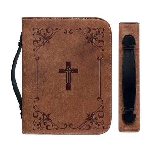 Couvertures bibliques en cuir PU marron sac de transport avec poignée pour livre de messe