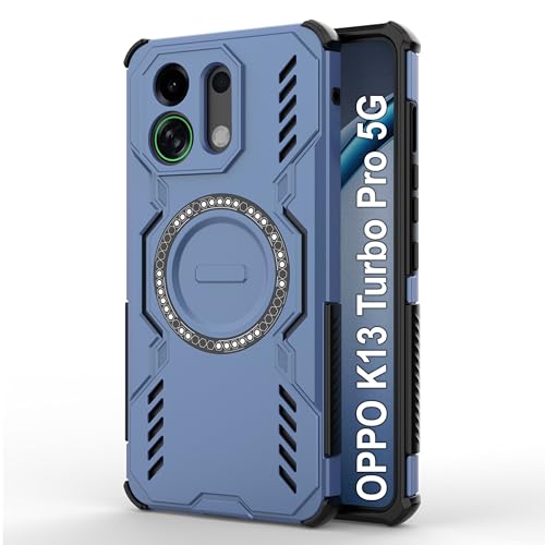 Image of Zapcase Back Case Cover for Oppo K13 Turbo Pro 5G | Magnetic Case with Built-in Metal Ring | Supports MagSafe Charger, Wallet & Car Mount | Shockproof Hybrid PC + TPU | Blue
