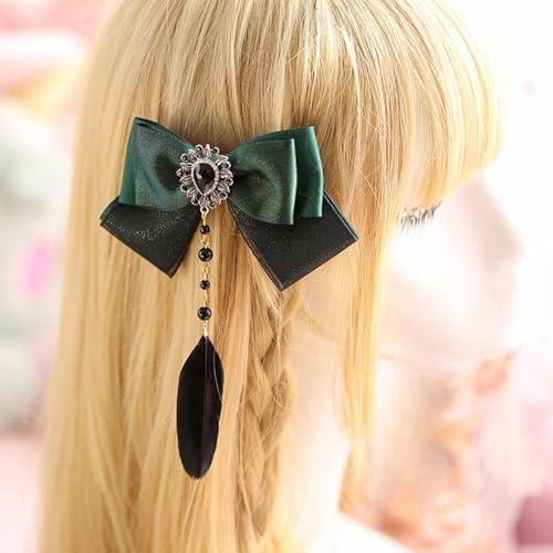 TTYAO REII Grampos de cabelo góticos vintage presilhas laterais com borlas de penas acessórios de ca