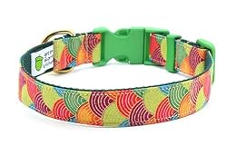 Colorful Fish Scale Print Dog Collar, Medium 12-17 Inches