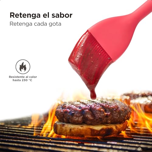 Miniatura 4 de Brocha De Silicona Platino Para Repostería Waltzgrip De Kitchen Mama: Juego De 2 Brochas Resistentes Al Calor Para Cocinar, Hornear, Repostería, Asar, Untar Aceite, Mantequilla Rojo