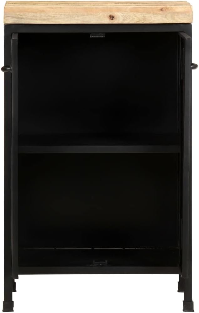 Industrial Sideboard with Rough Mango Wood and Black Iron Frame, Unique Wood Finish and Robust Powder-Coated Iron, Functional Storage Furniture for Living Room Bedroom Dining