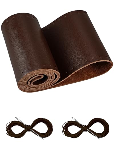 Belinous Leather Steering Wheel Cover Lace Up (Size M0, Coffee)