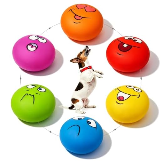 HOLYSTEED Latex Dog Squeaky Toys Rubber Soft Dog Toys Chewing Squeaky Toy Fetch Play Balls Toy for Puppy Small Pets Dog 6pcs